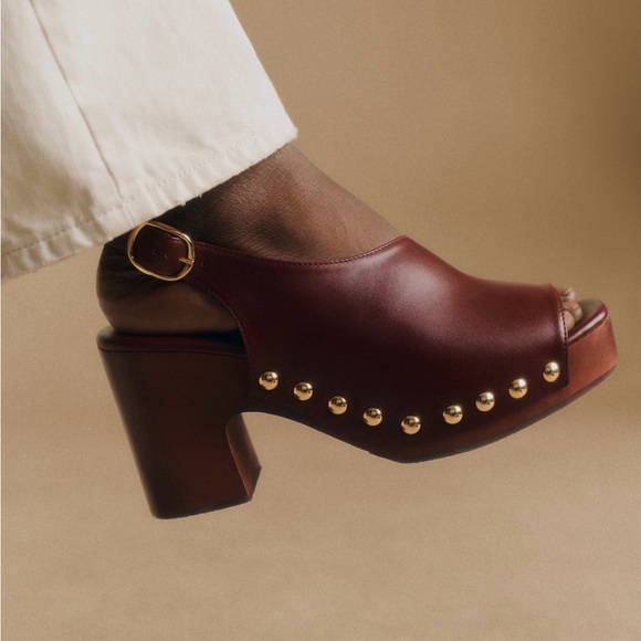 NIB Sezane Harper Leather Clogs, Size 8 - Picture 3 of 11